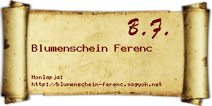 Blumenschein Ferenc névjegykártya